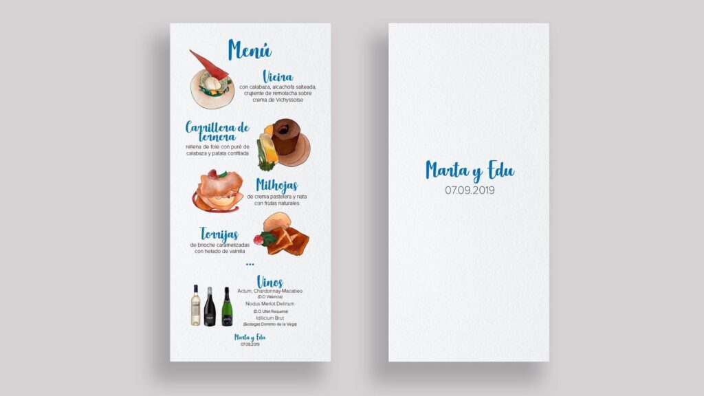 menu personalizado boda ilustraciones