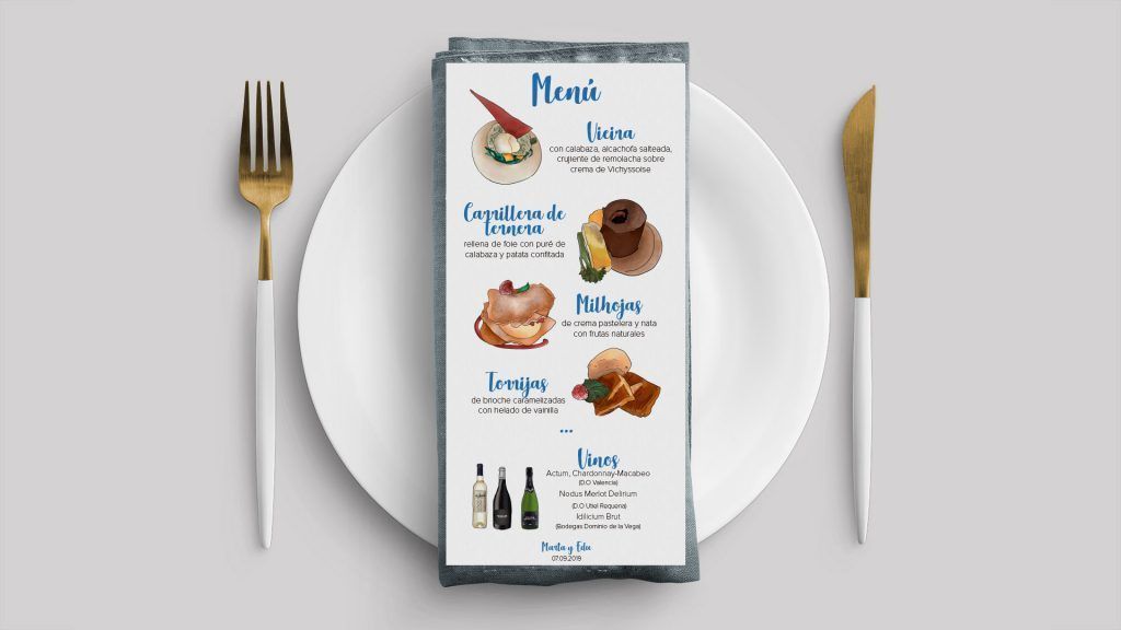 menu personalizado boda ilustraciones