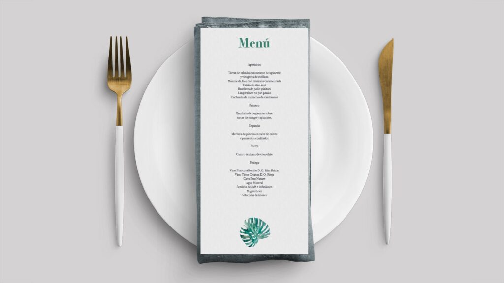 menu montsera hoja boda