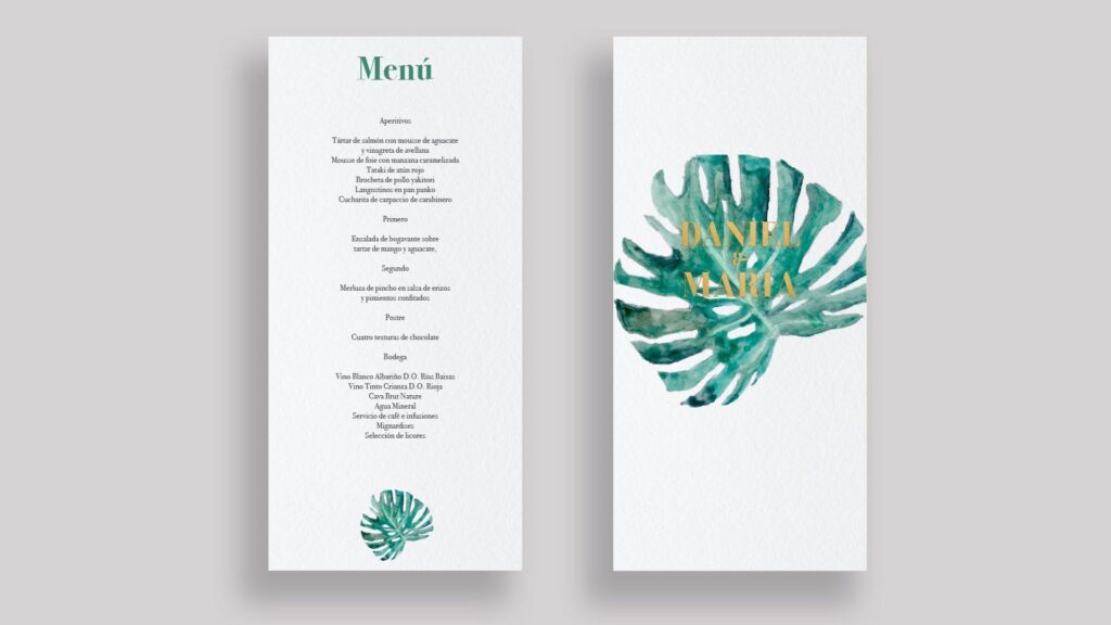 menu montsera hoja boda