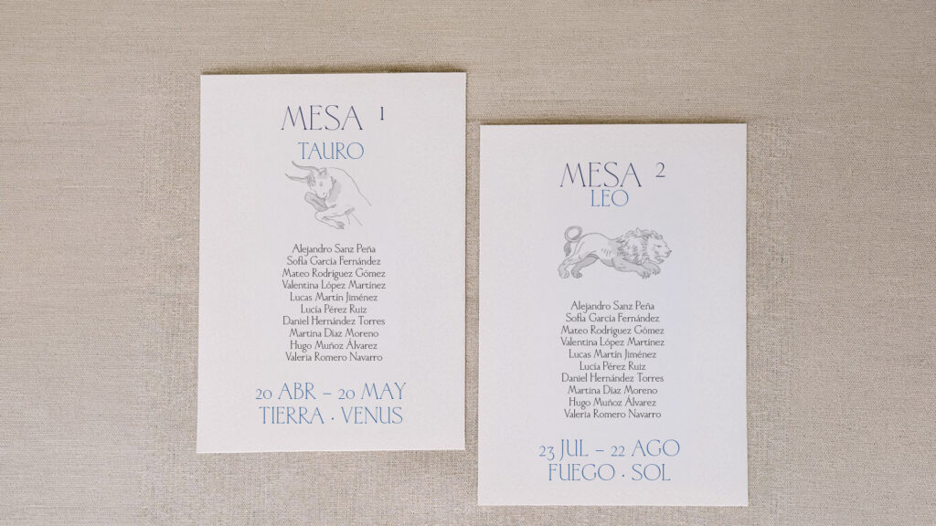 seating plan zodiaco boda personalizada