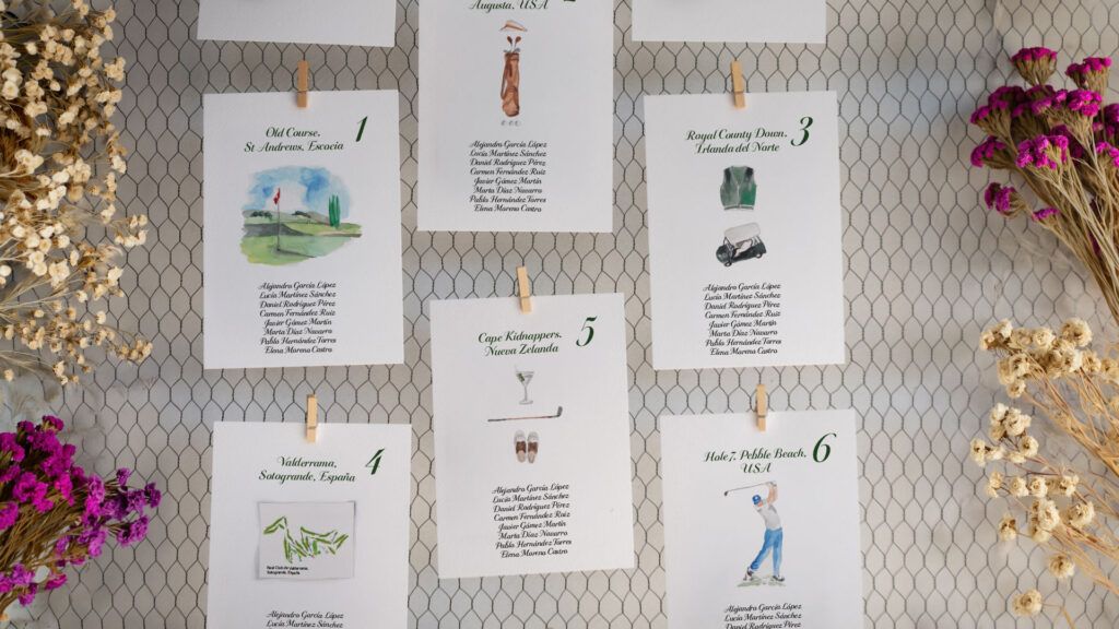 seating plan de boda personalizado tematica golf