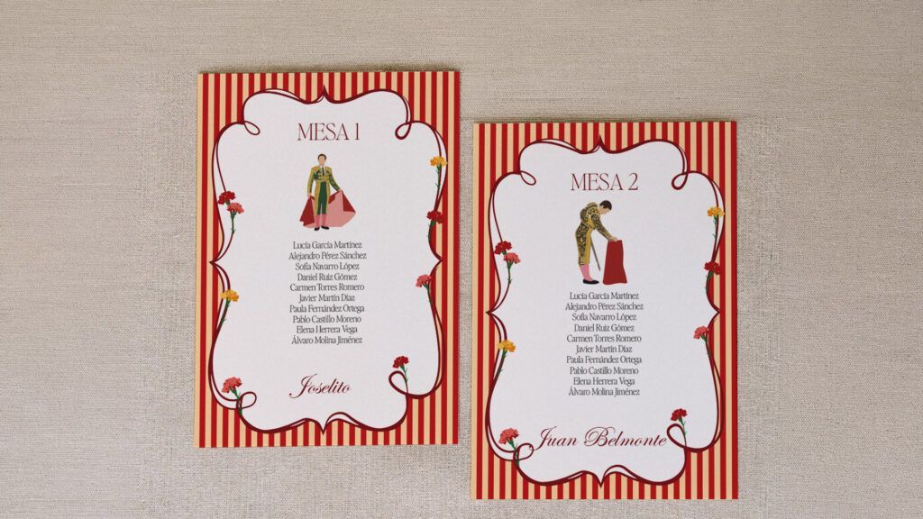 seatingplan toreros boda personalizado taurino