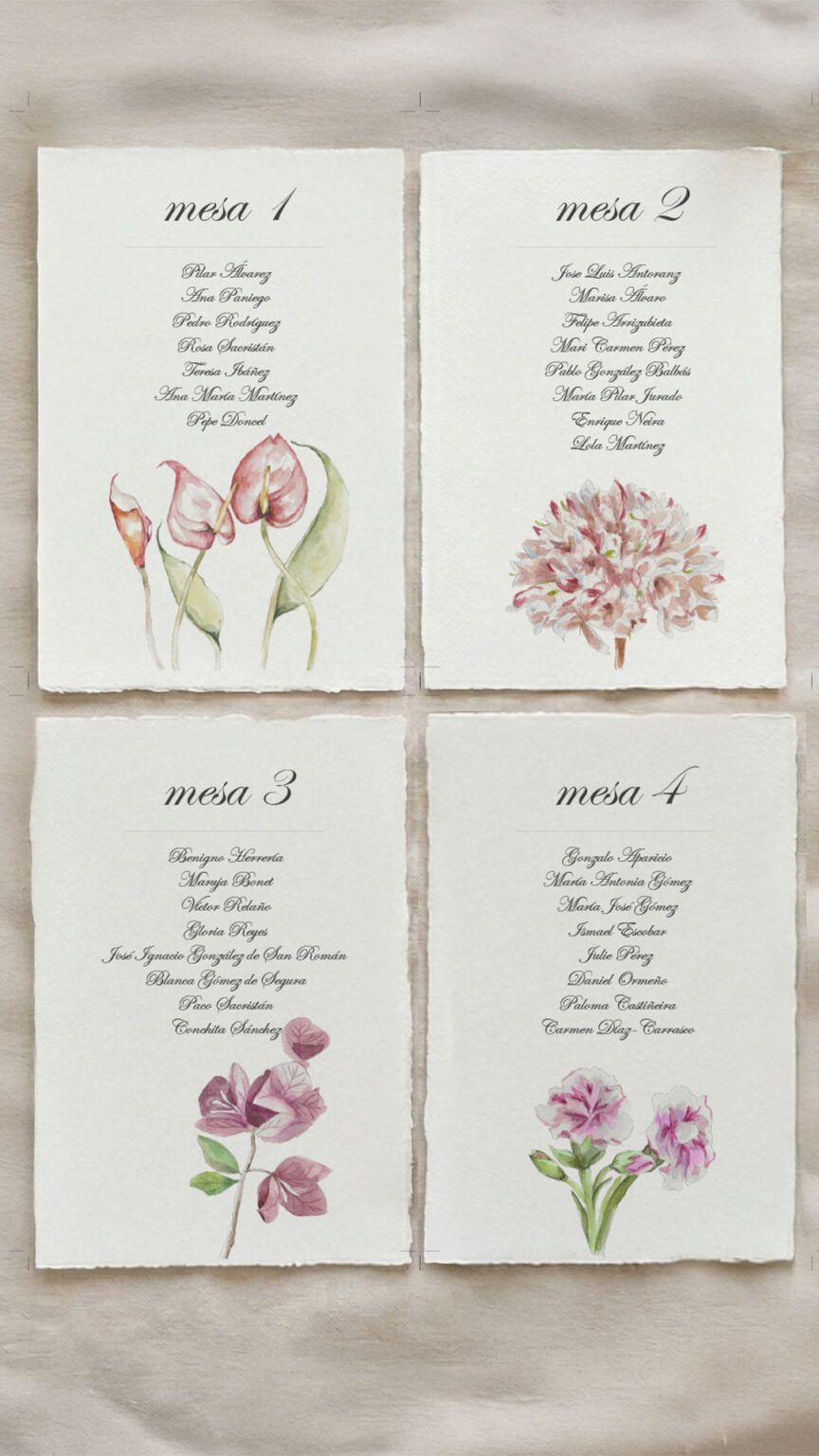 seating plan flores boda artesanal
