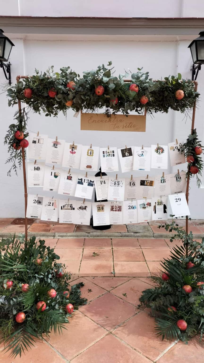 Seating plan de boda personalizado con temática de series