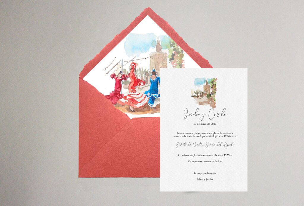 invitacion de boda feria de sevilla andalucia