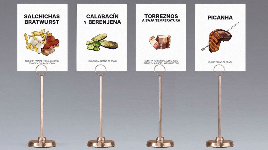 Meseros de boda personalizados con temática barbacoa