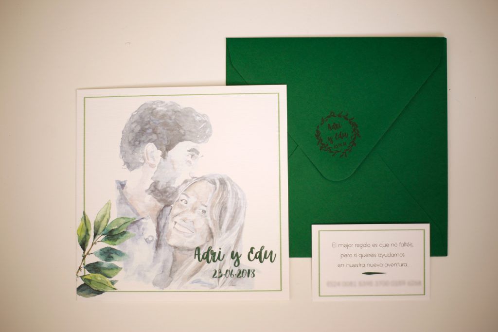 invitacion personalizada retrato acuarela y lettering