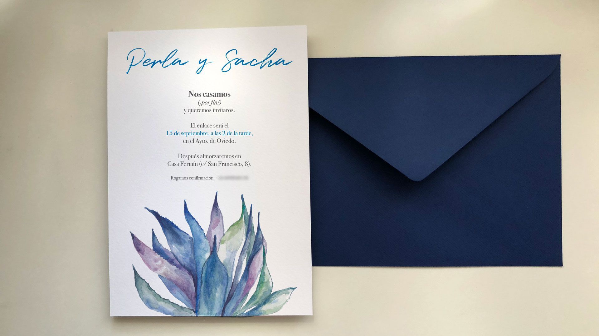invitacion de boda personalizada de perla y sacha con inspiracion mexicana