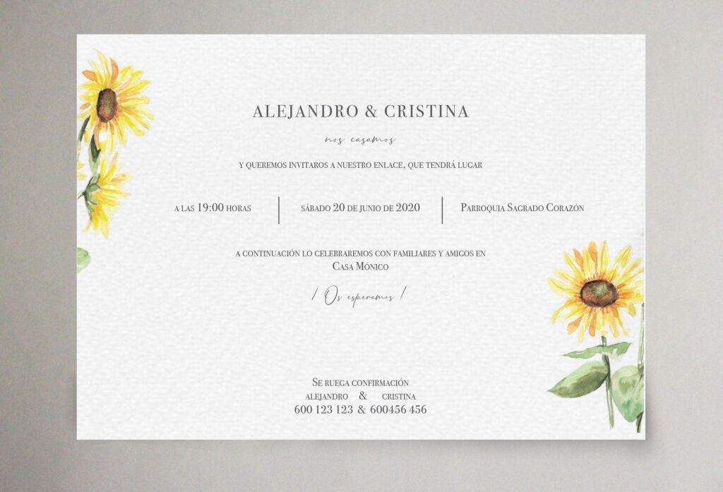 invitacion de boda con girasoles