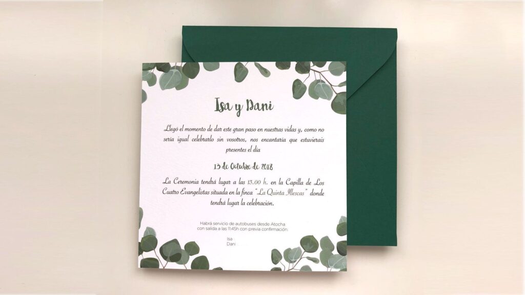 Invitación de boda personalizada con retrato de los novios