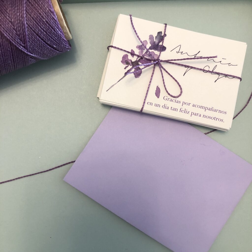 [:es]Tarjeta de agradecmeinto boda lavanda[:]