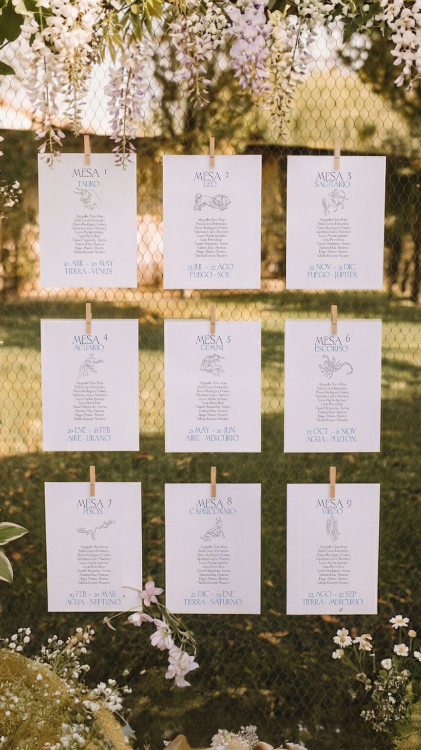 seating plan zodiaco boda personalizada
