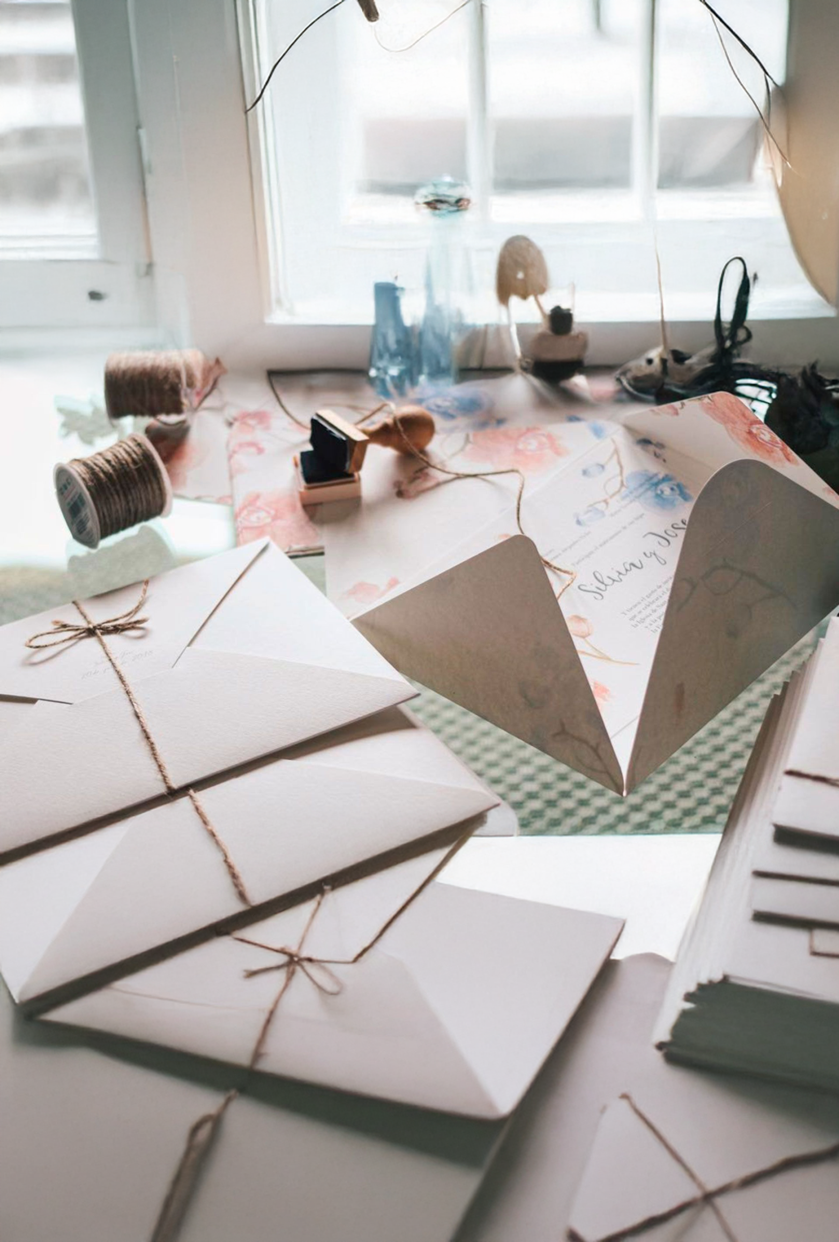 invitacion personalizada con acuarelas tipo sobre cerrado