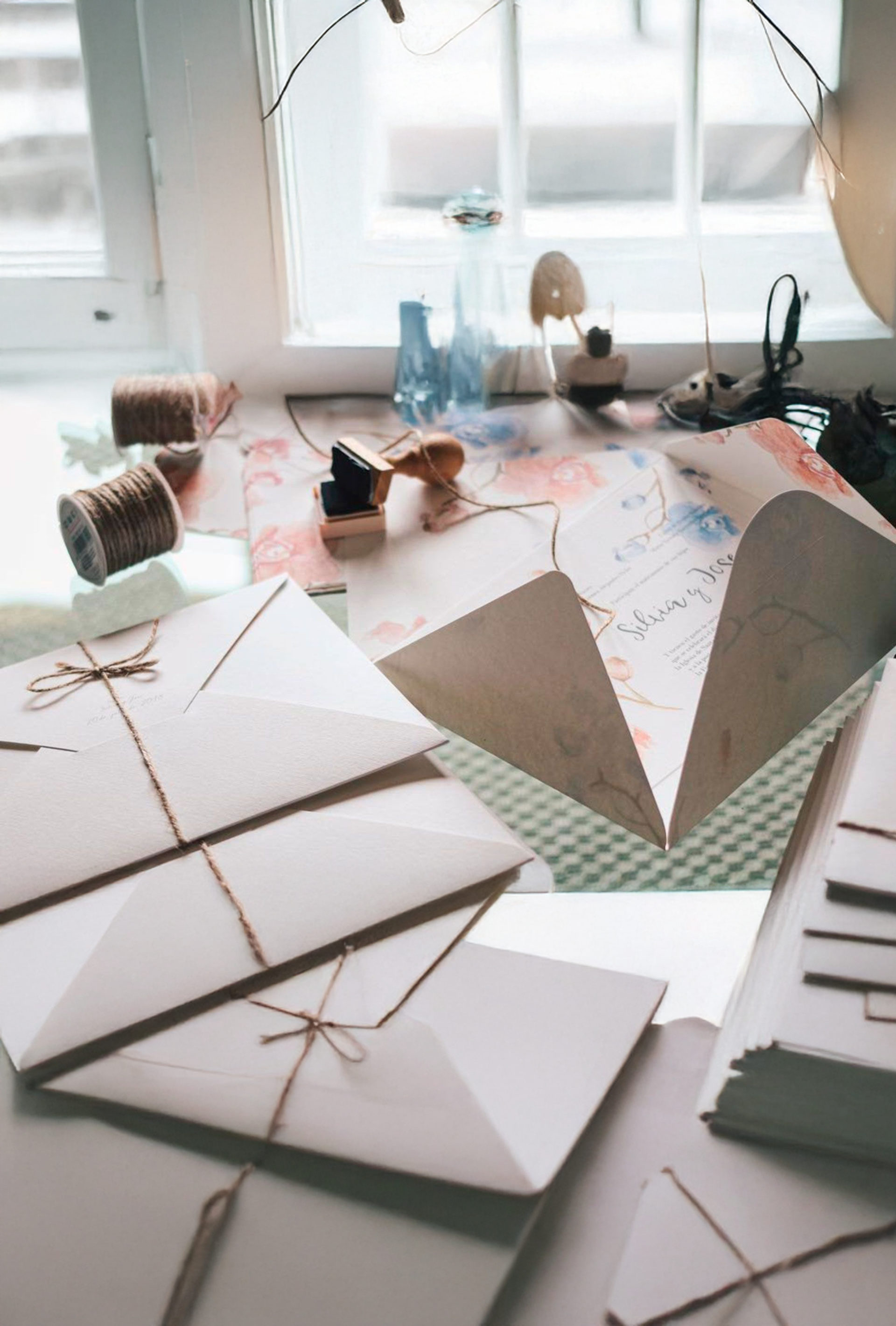 invitacion personalizada con acuarelas tipo sobre cerrado