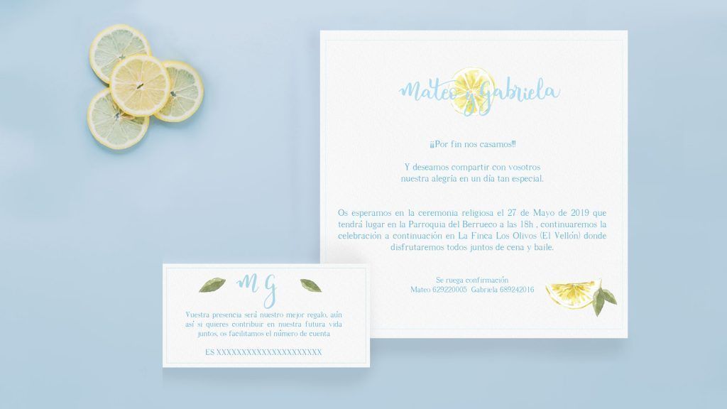 Invitación de boda personalizado con acuarela